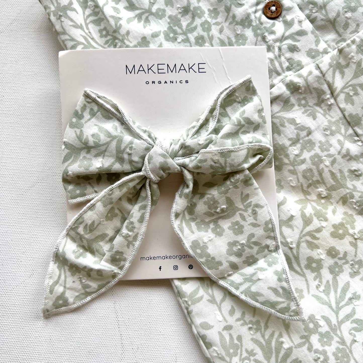 Organic Hair Bow Clip | Sage Floral