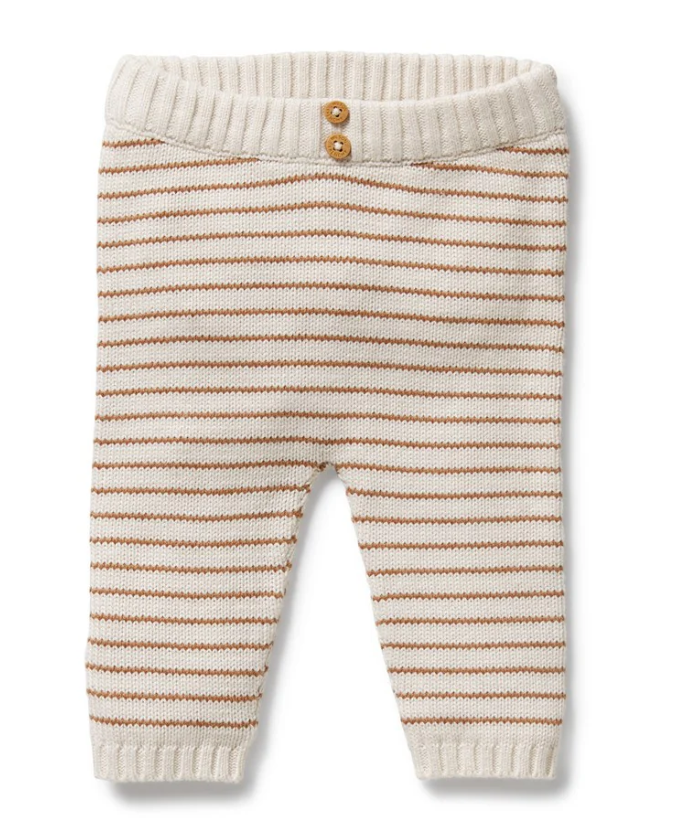 Cinnamon Stripe Knit Legging | Organic Cotton