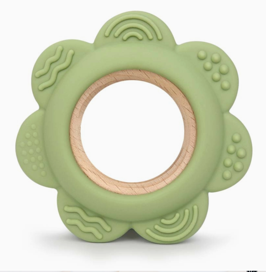 Silicone & Beech Wood Teether | Flower | Color Options