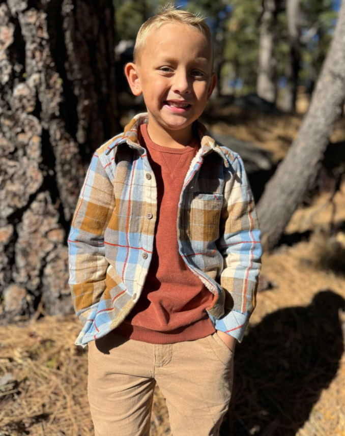 Sherpa Lined Button Up | Brown/Blue Plaid