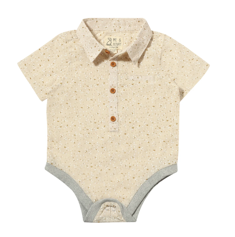 Polo Onesie | Oatmeal Floral