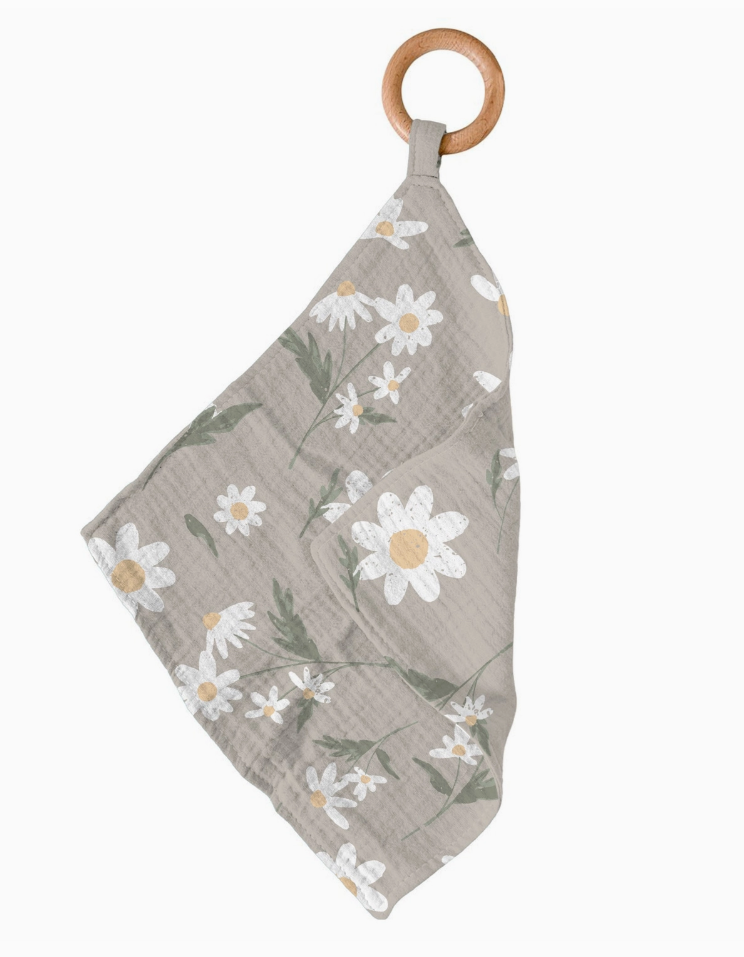 Wooden Teether Lovey | White Daisy