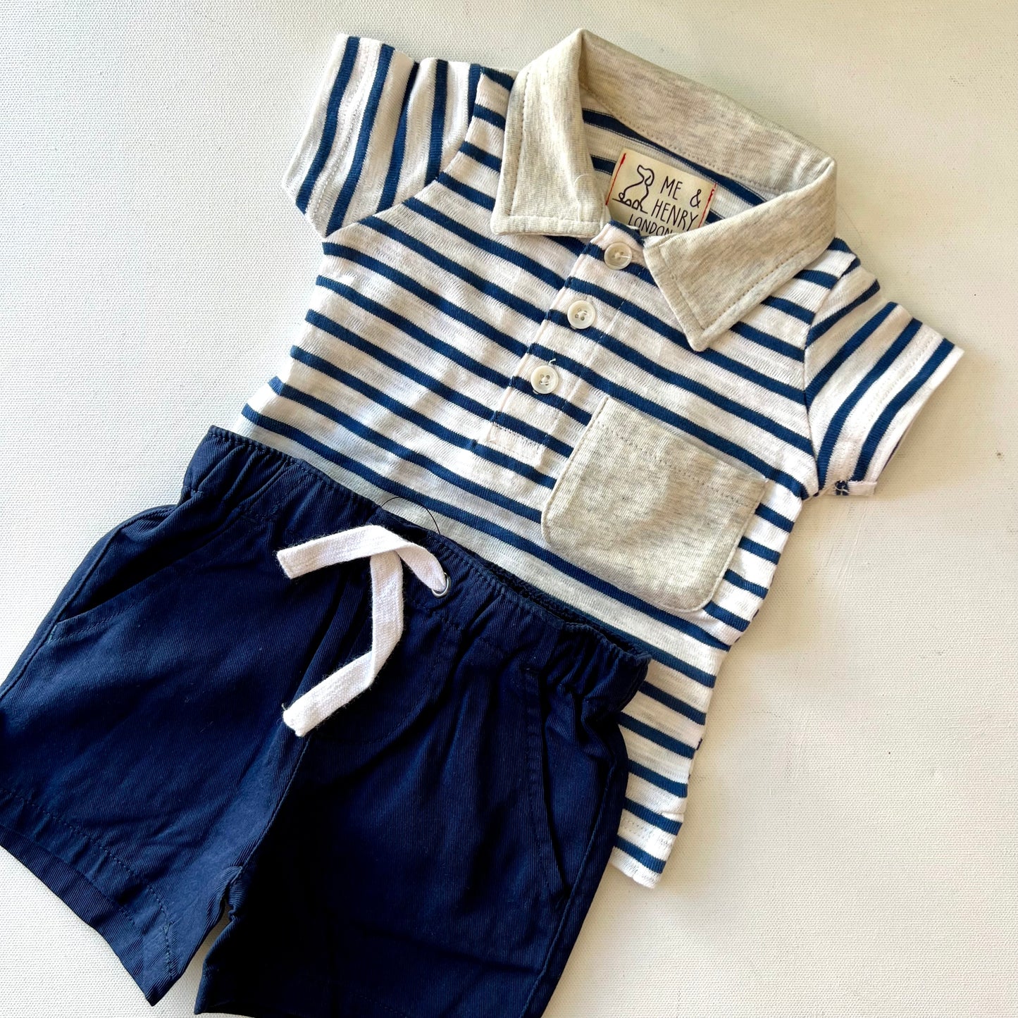 Boys Polo | Navy & White Stripe