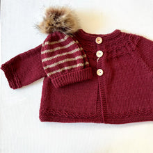 Load image into Gallery viewer, Burgundy Sweater &amp; Winter Hat + Romper
