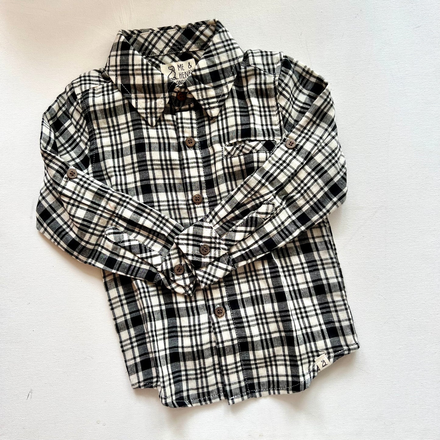 Black and Cream Plaid Shirt