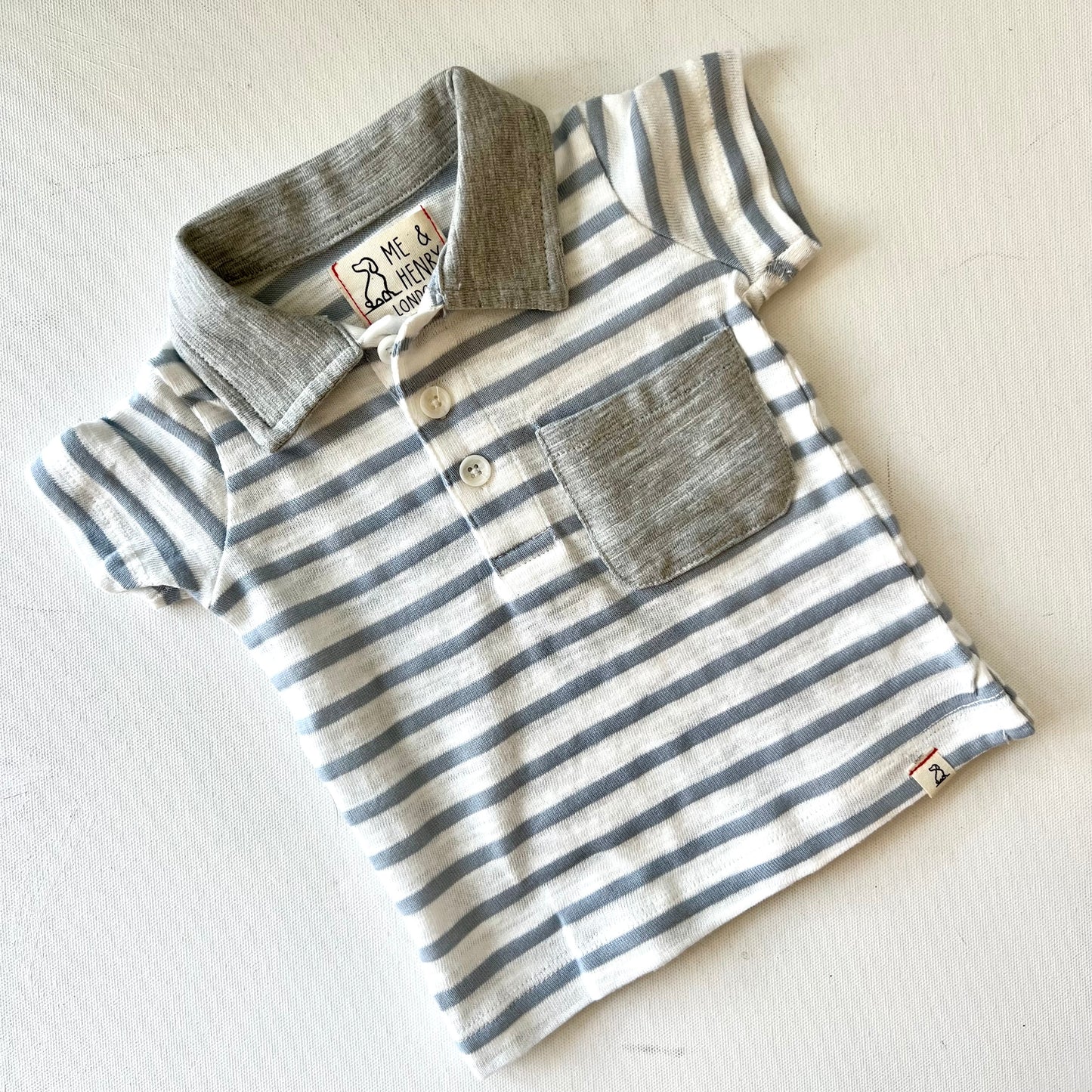 Boys Polo | Grey & White Stripe