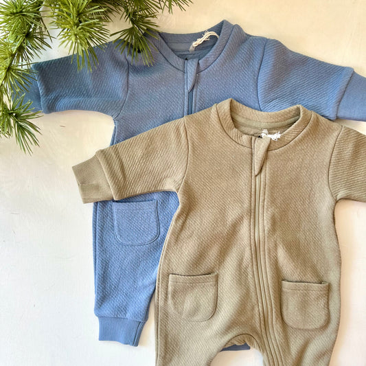 Quilt Growsuit | Storm Blue