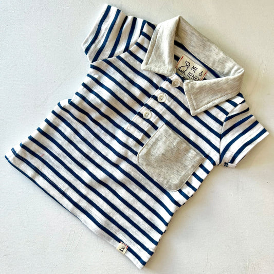 Boys Polo | Navy & White Stripe