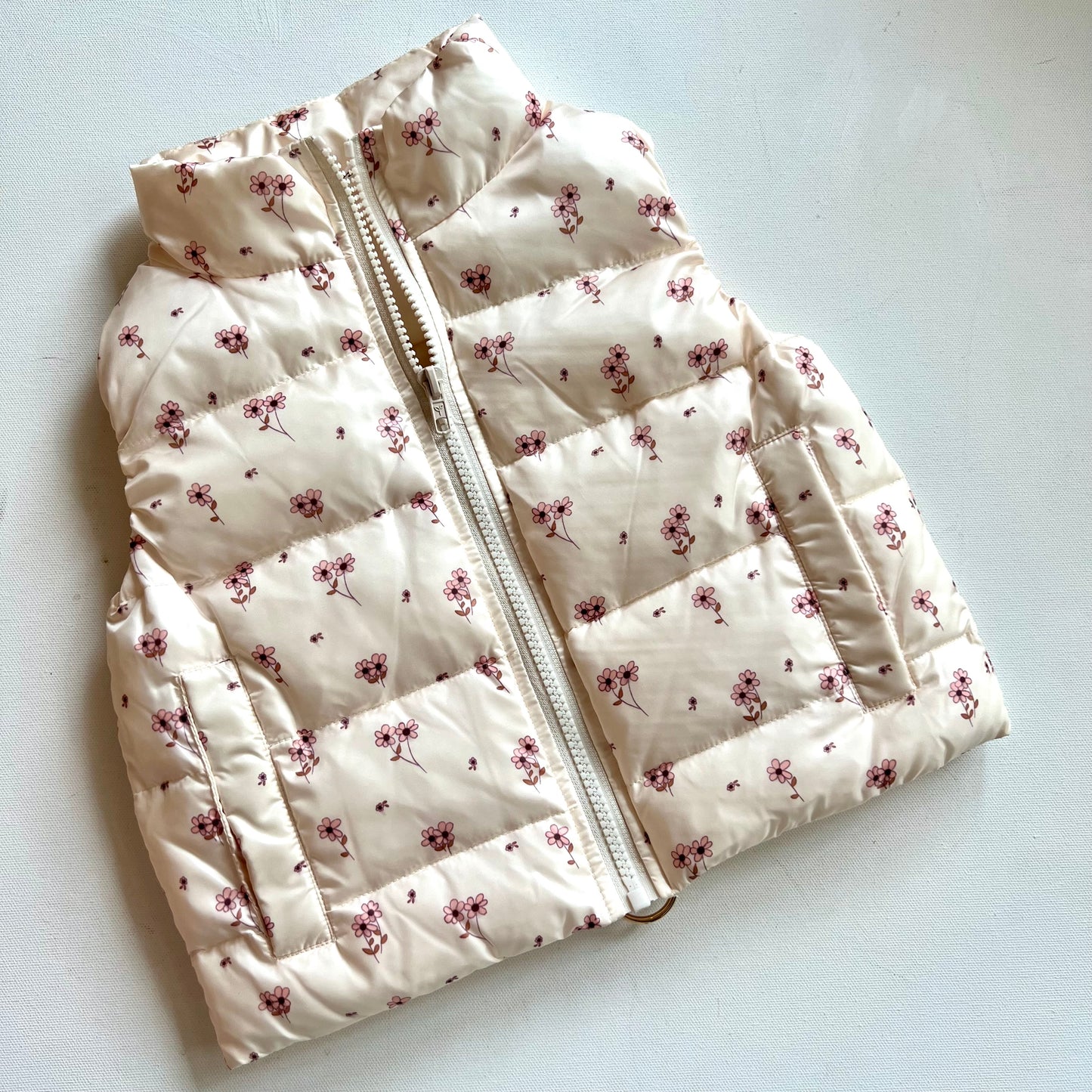 Puffer Vest | Mini Floral Cream