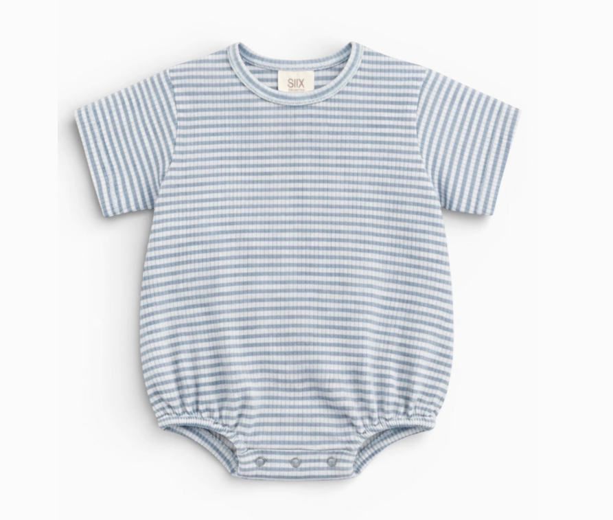 T-shirt Bubble Romper | Blue Stripe | 18-24M