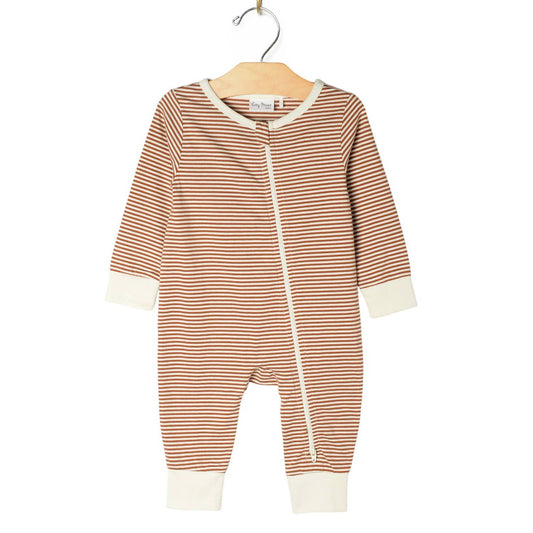 Zip Romper | Toffee Stripe