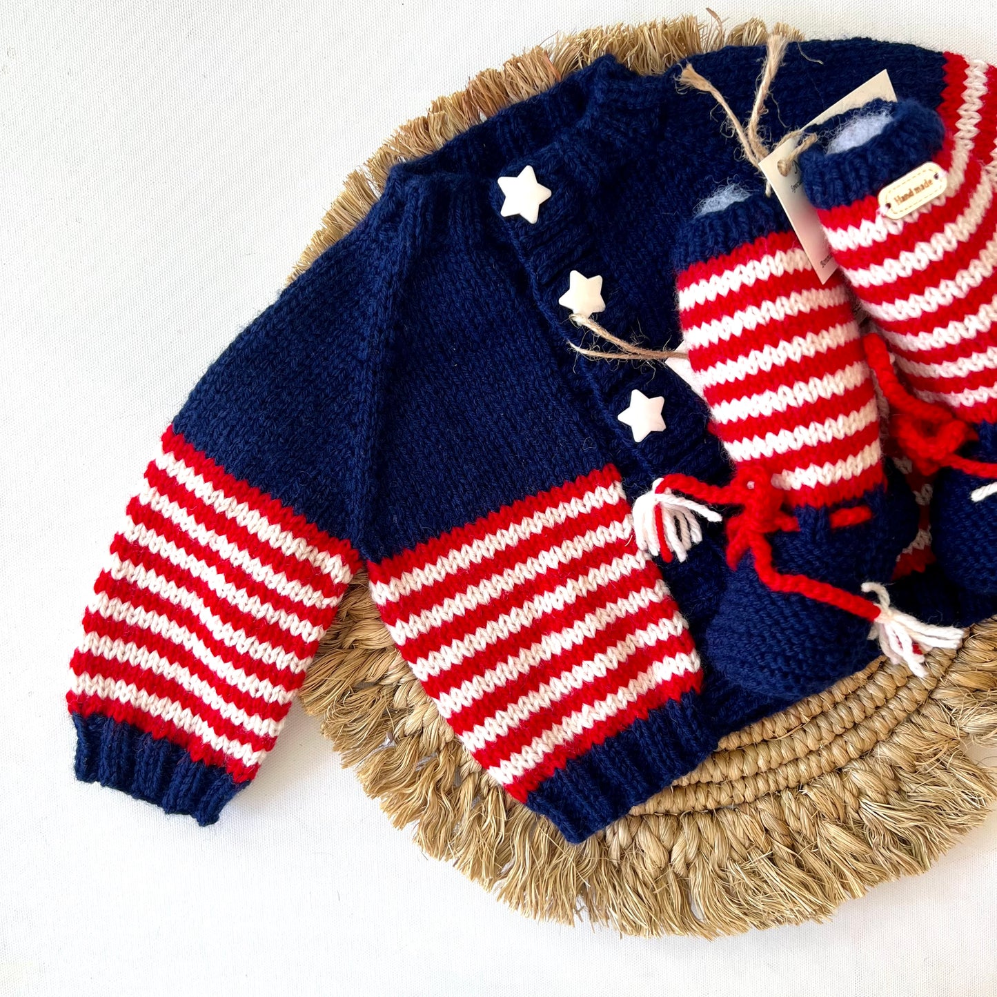 Handknitted Sweater & Moccs | American Flag