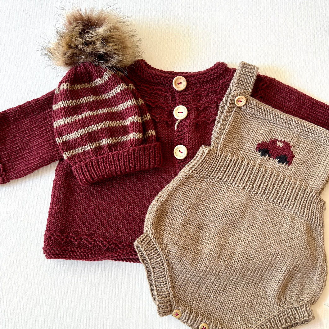 Burgundy Sweater & Winter Hat + Romper