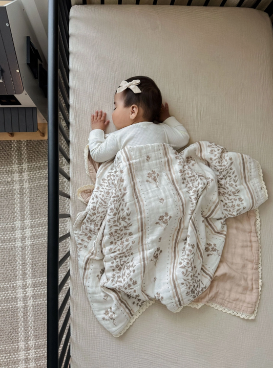 6 Layer Gauze Blanket | Floral - No Lace