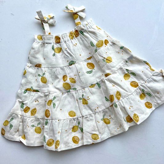 Tiered Organic Strap Dress | Citron