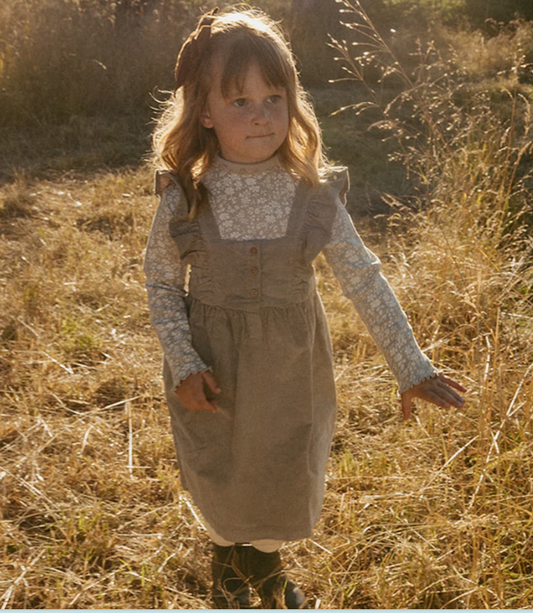 Ruffle Corduroy Dress | Olive