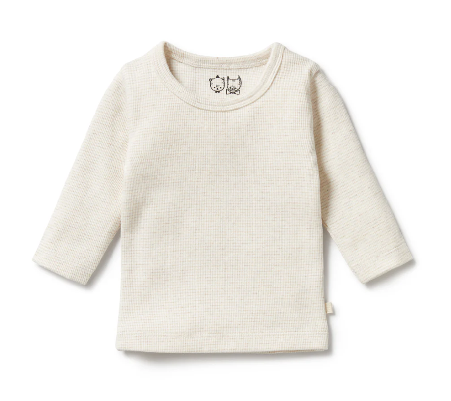 Organic Stripe Rib LS Top | Oatmeal