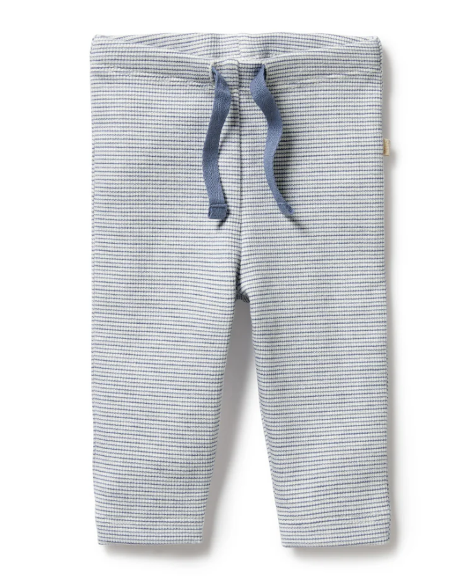 Organic Stripe Rib Legging | Rain Drop