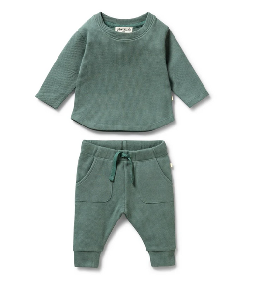 Pine Green Waffle Set | Organic Cotton