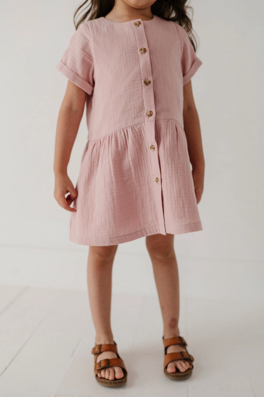 Mauve Button Dress | Gauze