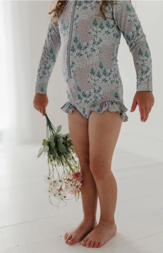 Ruffle Rash Guard Swimsuit