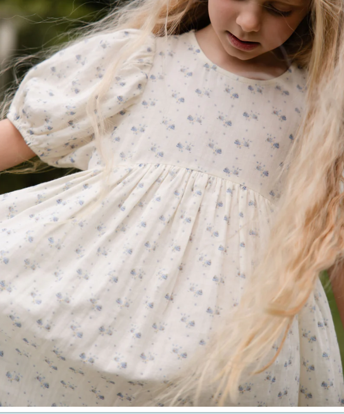 Molly Blue Muslin Dress | Organic Cotton