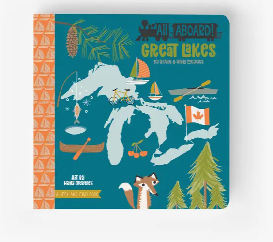 Kids clothing. Seek and find book. All Aboard. Great Lakes.