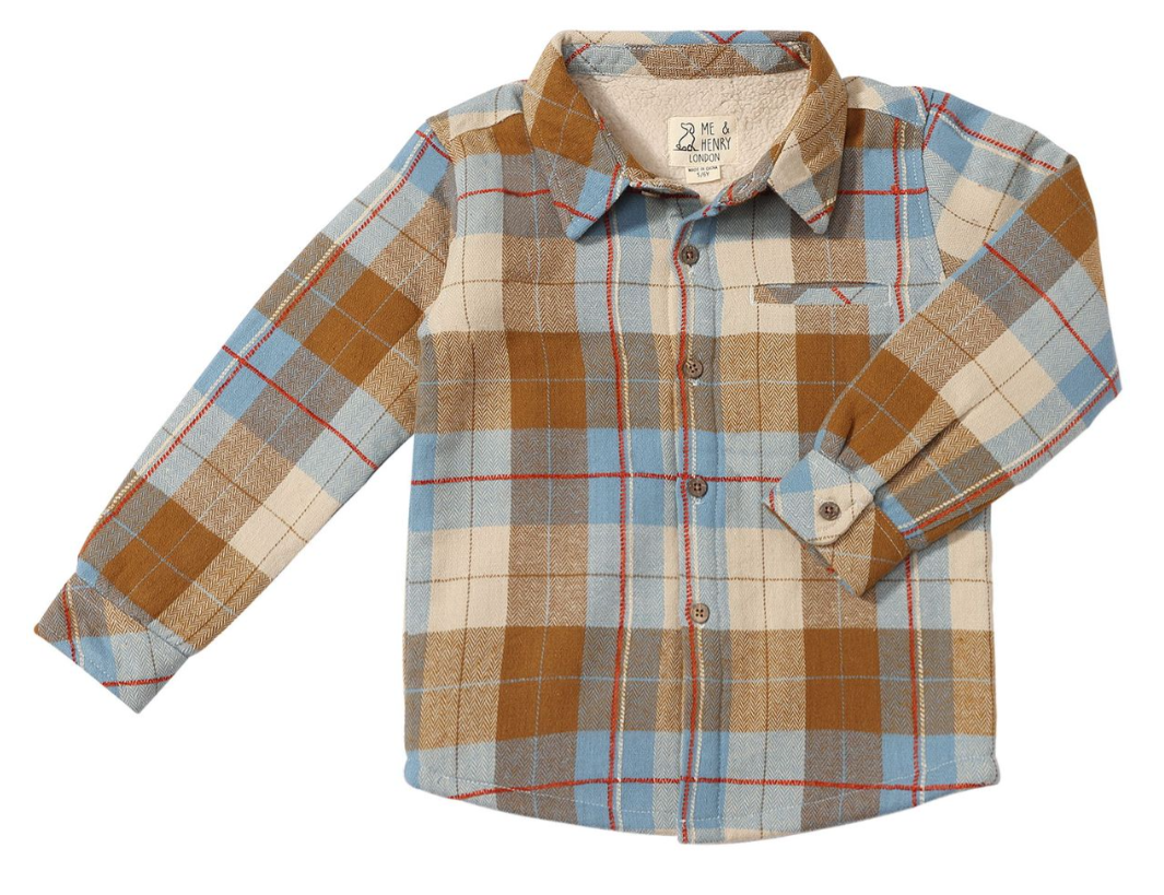 Sherpa Lined Button Up | Brown/Blue Plaid