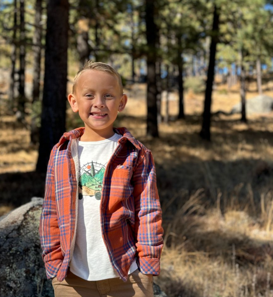 Sherpa Lined Button Up | Orange/Blue Plaid