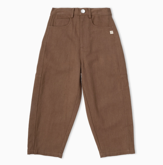Organic Twill Barrel Pants | Brown