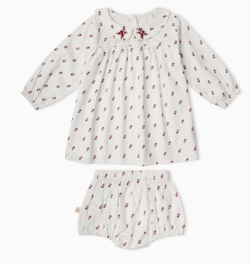 Organic Peter Pan Collared Dress | Forest Scatter