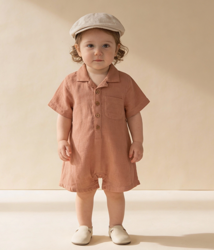 Organic Collared Romper | Clay