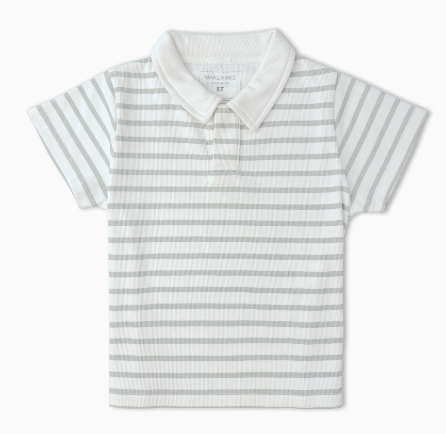 Organic Collar Tee | Fog Stripe