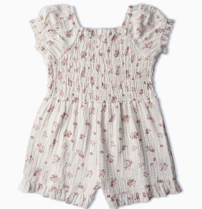 Organic Smocked Jumpsuit | Blush Floral
