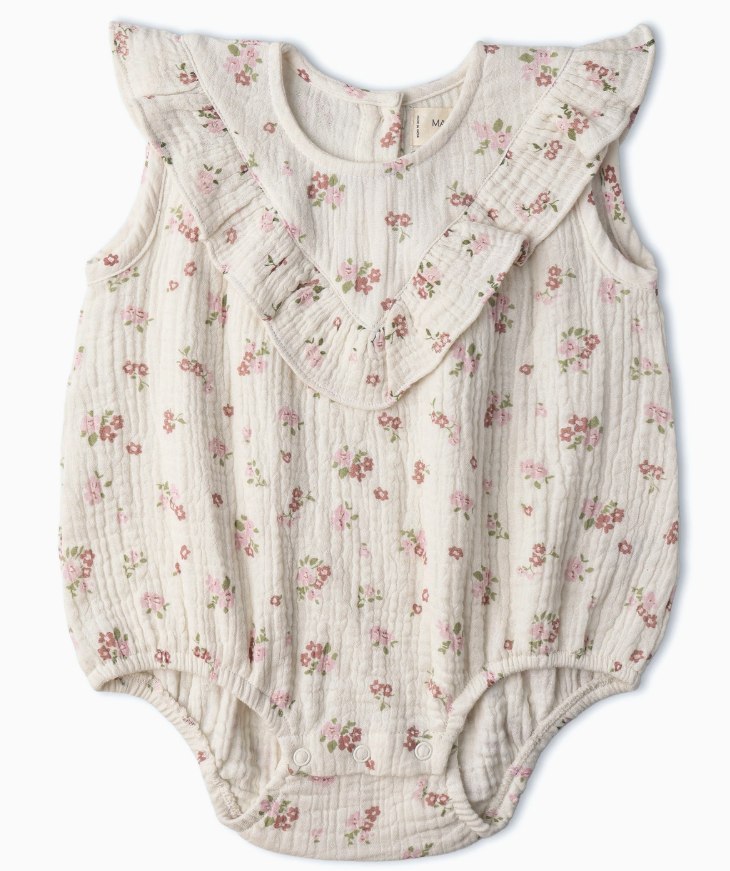 Organic Ruffle Romper | Blush Floral