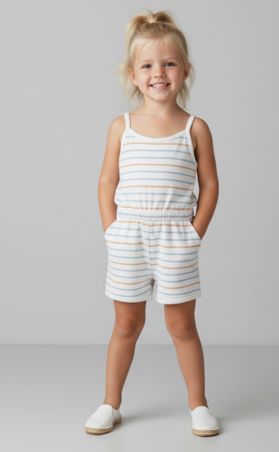 Organic Tank Romper | Terry Stripe