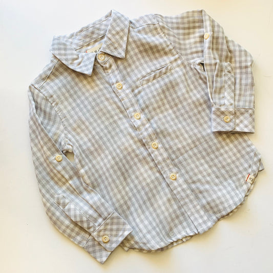 SALE "Grey Plaid Long Sleeve Button Up"