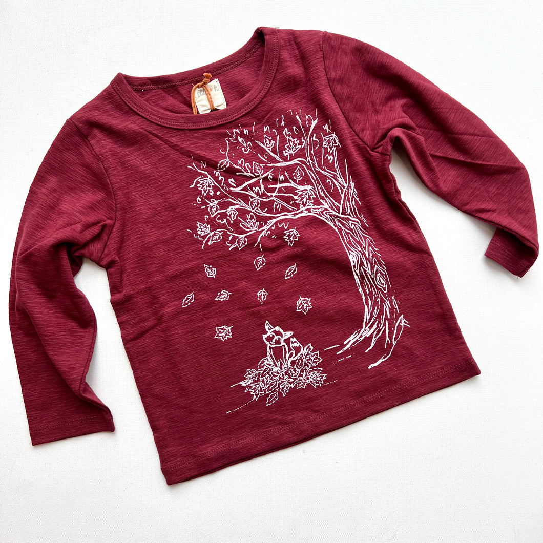 LS Shirt| Burgundy Leaves